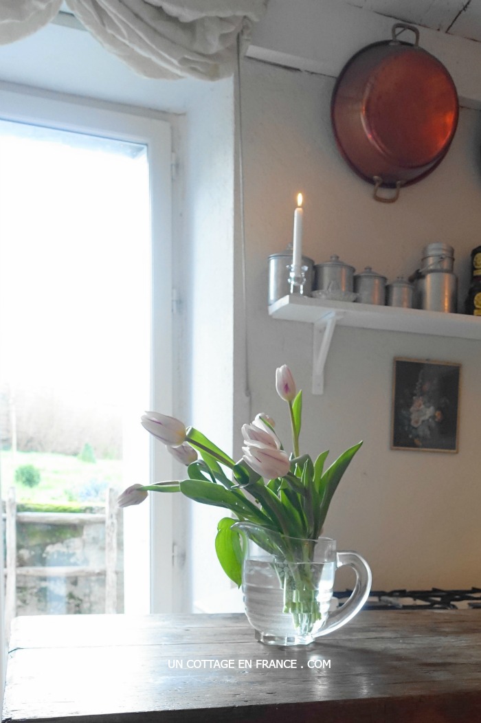 Cottage shabby chic blanc et rose