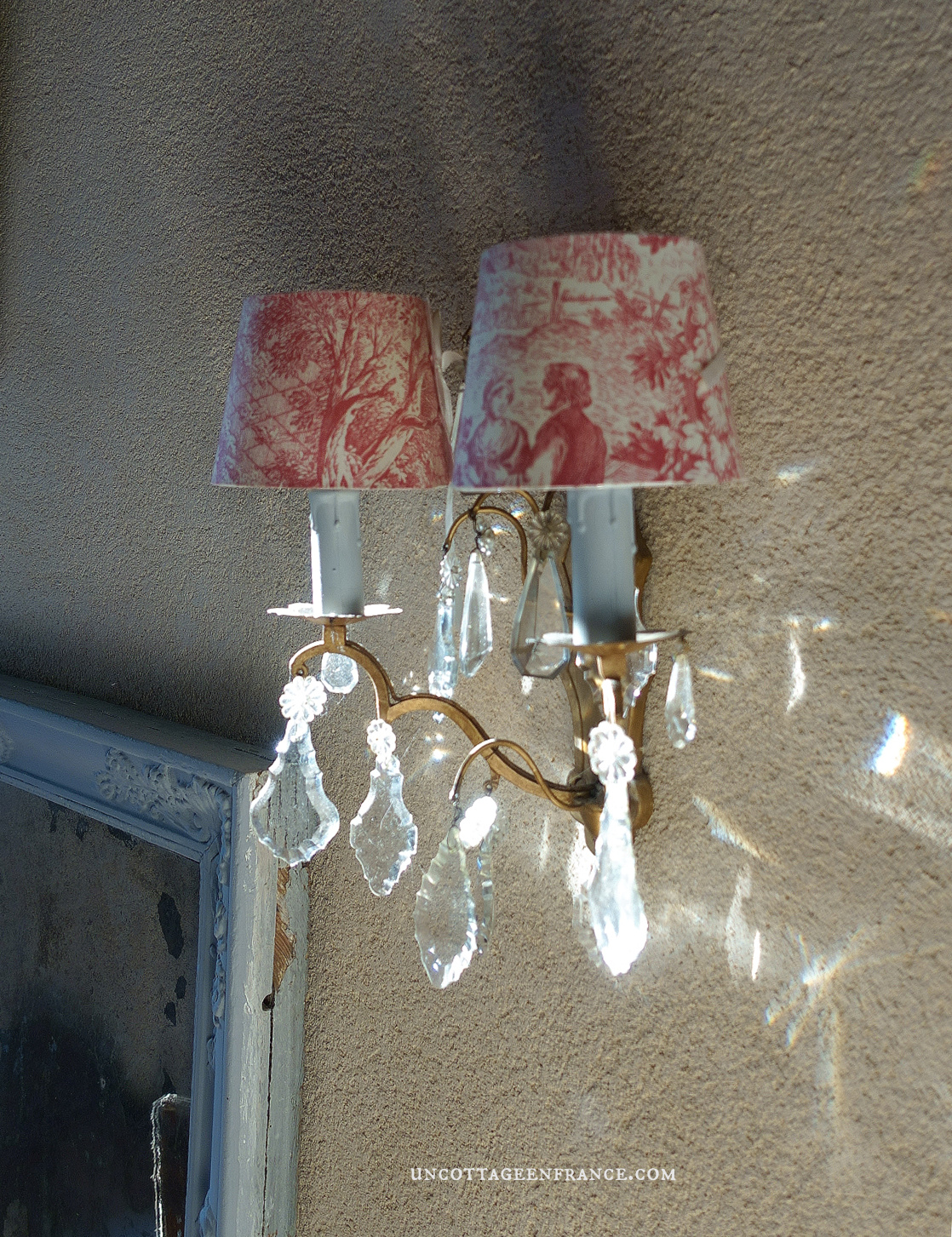 Abat jour pour appliques façon toile de jouy