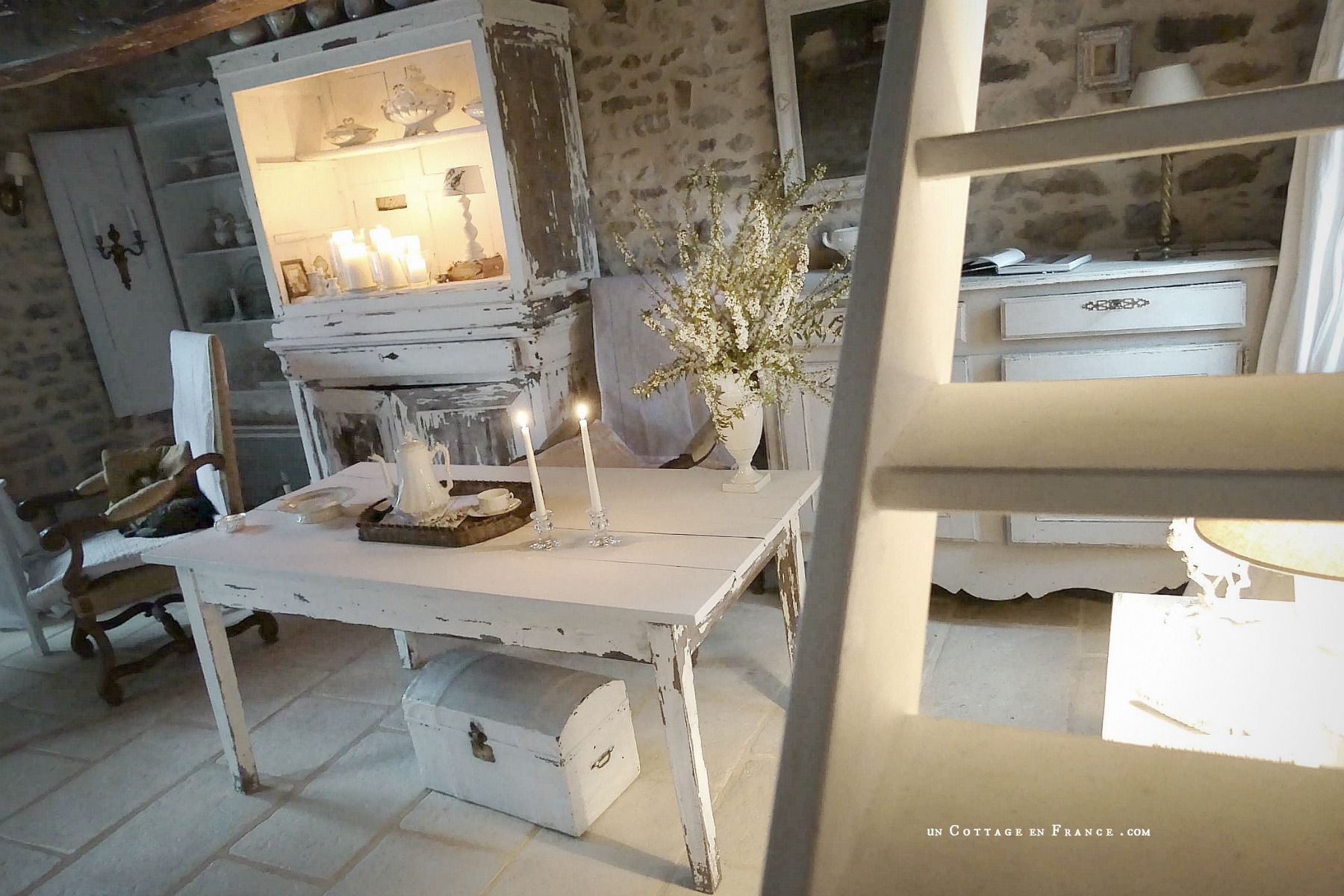 Cottage country blanc, White coutry interior, Un Cottage en France 6