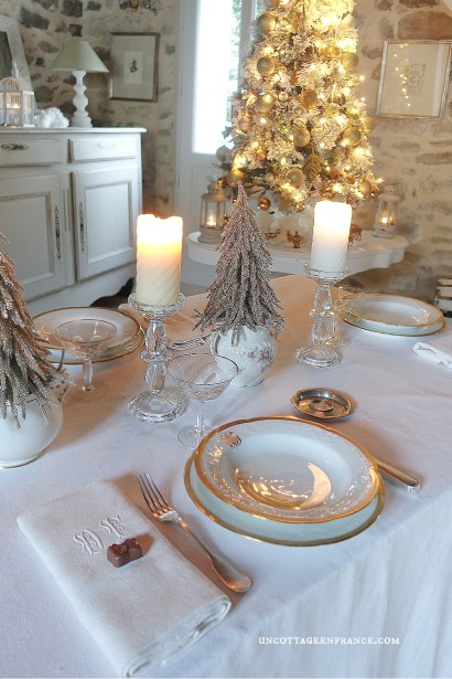 noel blanc, noel argent, noel campagne chic, un cottage en france, apéritif de noel, décoration romantique, décoration blanche, décoration grenier, esprit brocante, inspiration xviiième